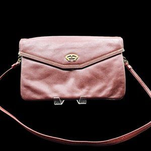𝅺VINTAGE Etienne Aigner Medium Oxblood Red Leather Envelope Clutch Bag